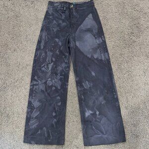 M.i.h. MADE IN HEAVEN Jeans High Rise Wide Leg Cropped Button Fly Pants Gray  XS